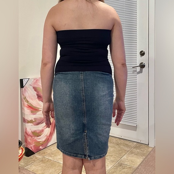 Maternity BELLA BAND Tube denim stretchable Mini Dress - Picture 2 of 10